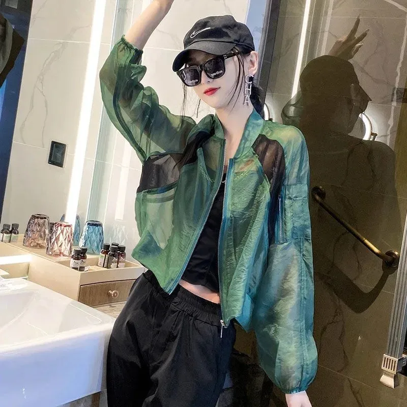 

Sun Protection Clothing Women Summer New Korean Loose Fashion Short Baseball Jacket Breathable Thin Coat Female Outerwear B306