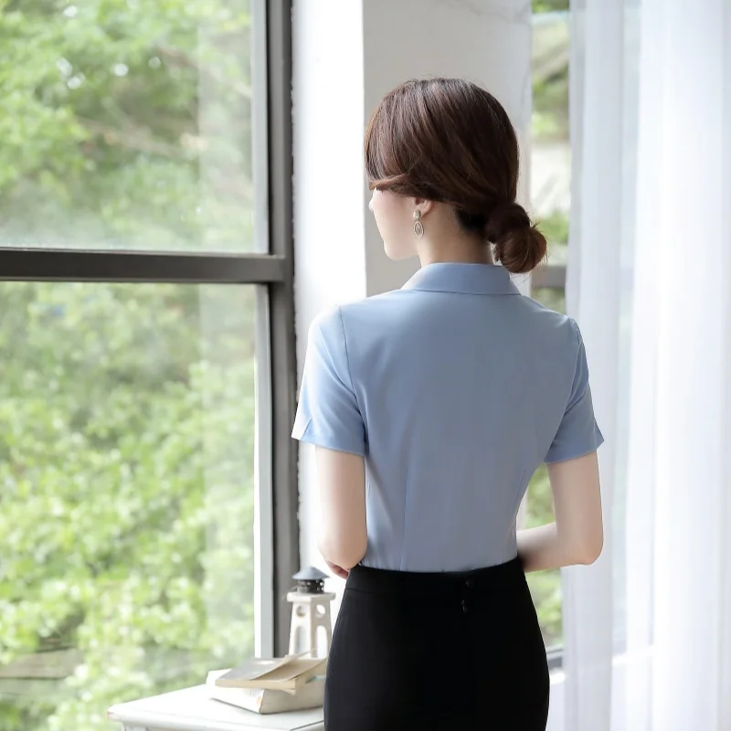 AIyssa Shirt womens professional temperament 2024 spring new fashion formal short-sleeved chiffon shirt office womens work top