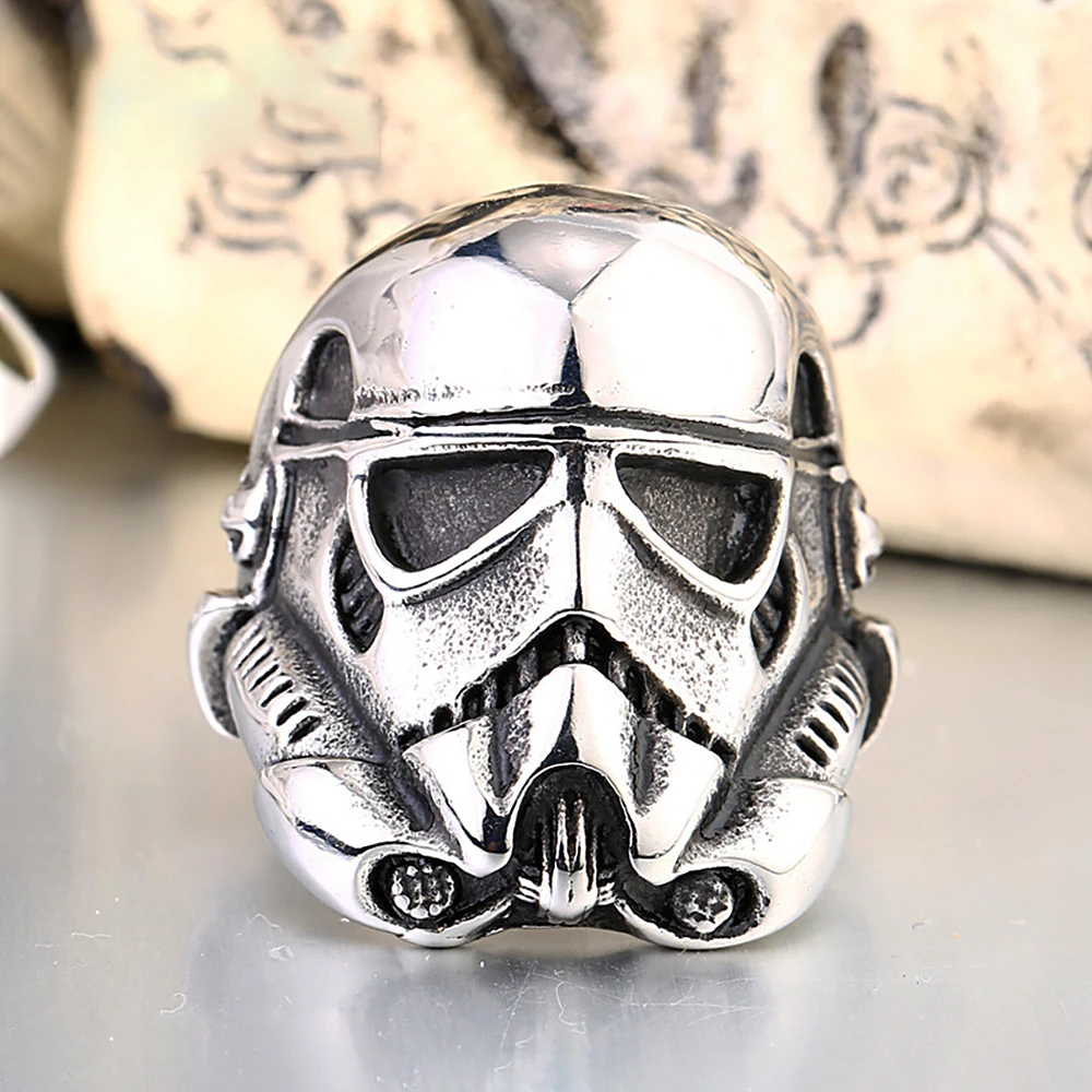 Mode Edelstahl Maske Schädel Soldat Ring für Männer Punkrock Persönlichkeit Männer Ringe hochwertige Schmuck Geschenke Drops hipping