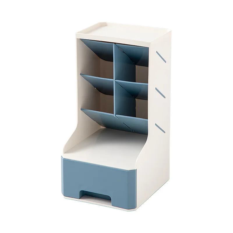  Organizador de escritorio de madera con cajón, organizador de  bolígrafos de escritorio de bricolaje, estante de almacenamiento de  papelería, soporte para lápices para oficina, escuela, hogar, suministros  de arte (B17 blanco