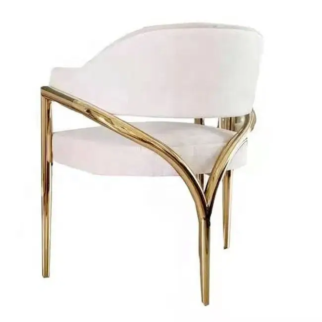 Modern design italian wedding furniture metal gold white velvet dining chair