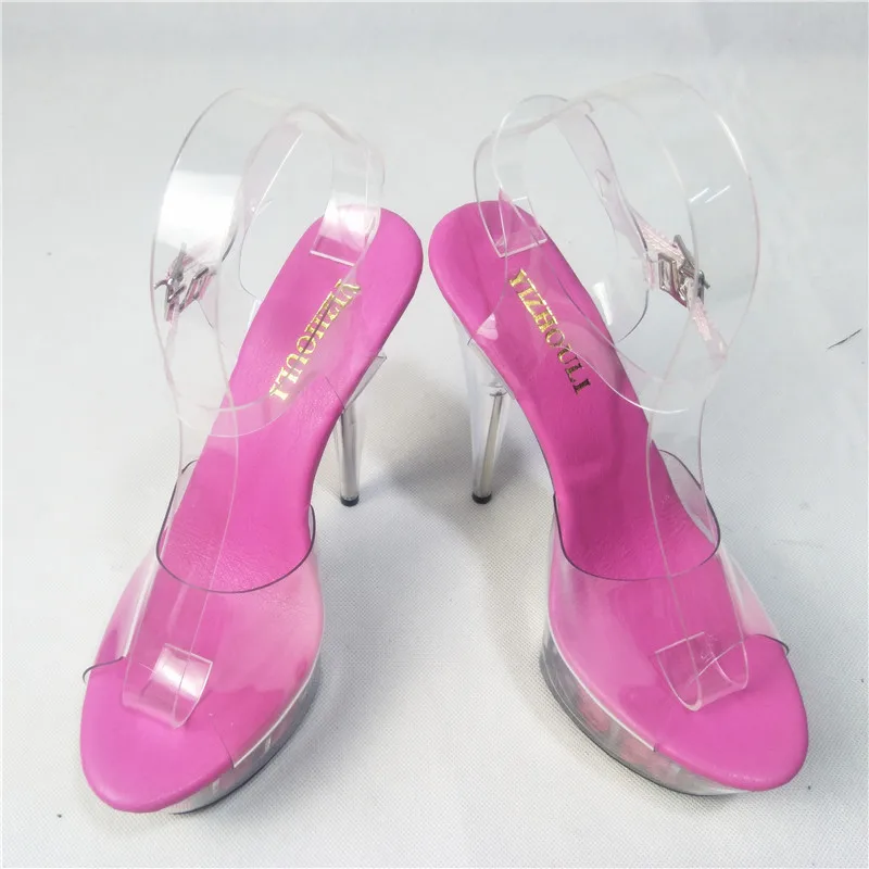 Summer weddings, new fashion sexy heels and pink rose decorative platform women's shoes, with a 15CM high heel dance shoes