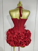 Sexy Halter Prom Gown Celebrity Club Two Piece Set Cocktail Elegant Women Fashion Luxury Birthday Party Red Black Bandage Outfit - Image 3