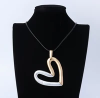 Amorcome Trendy Women Love Heart Pendant Long Necklace Boho Black Leather Rope Long Chains collares para mujer Gift Jewellery
