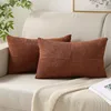 Textured Striped Patchwork Corduroy Throw Pillowcase for Lumbar Pillow Covers 12x20 Inches Cushion Cases Farmhouse Boho Decor 5