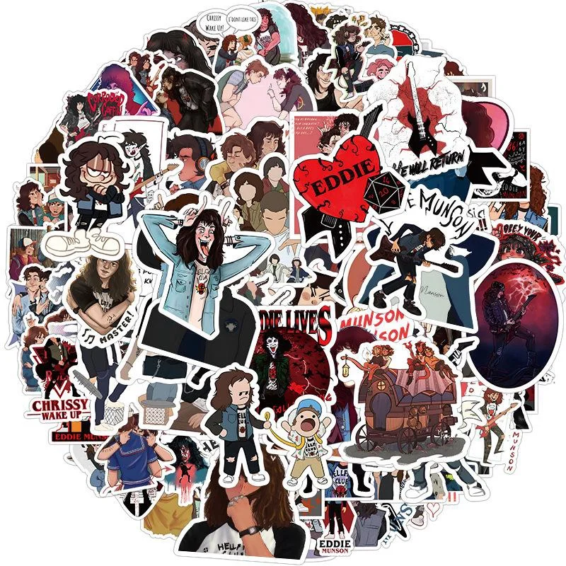 

10/50/100Pcs Eddie Munsons Waterproof Stickers Cute Sticker Glass Doors Windows Waterbottle Tables Graffiti Cartoon DIY Decals