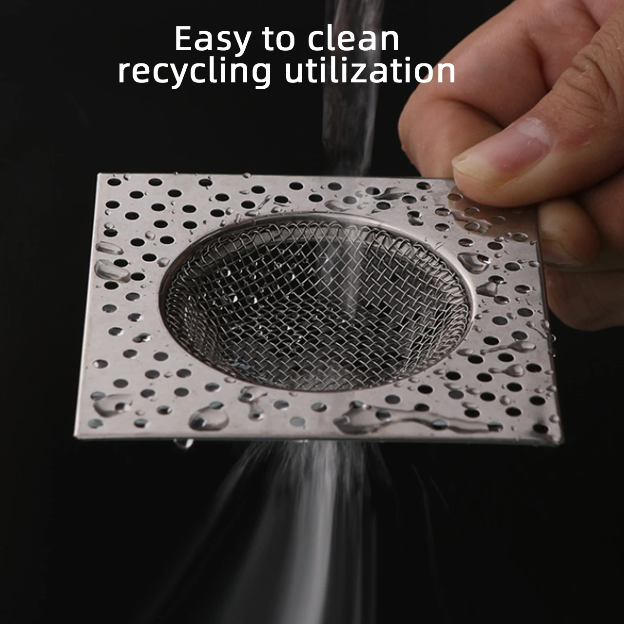 Square Kitchen Sink Filter Stainless Steel Anti-blocking Net Sink Mesh Strainer Bathroom Floor Drain Cover Shower Hair Catcher
