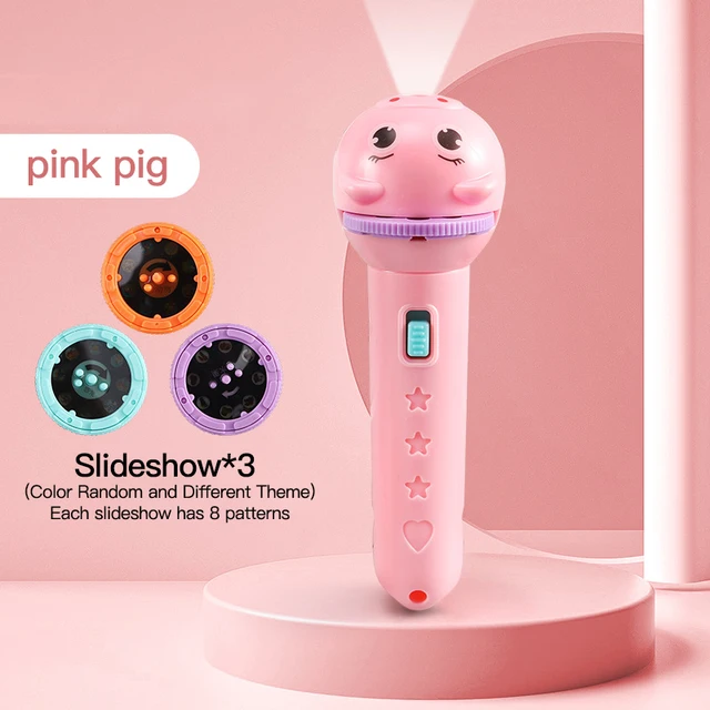 Flashlight Projector Torch Lamp Toy Cute Cartoon Creativity Toy Torch Lamp Flashlight Projector Toy  Baby Sleeping Story Book no battery PinkPig3