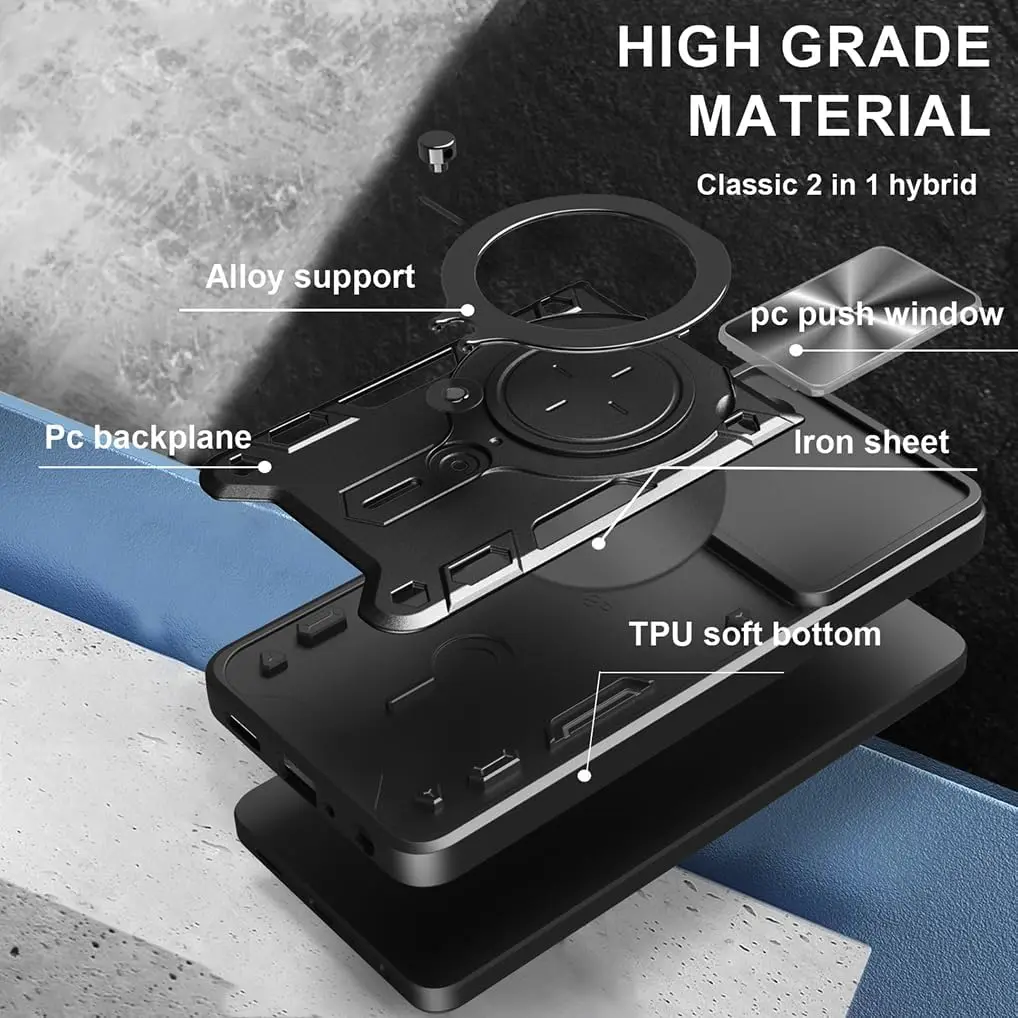 Protective Phone Case with Ring Stand and Lens Guard