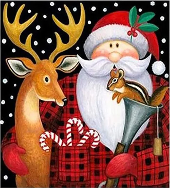 Santa with reindeer festive painting by numbers