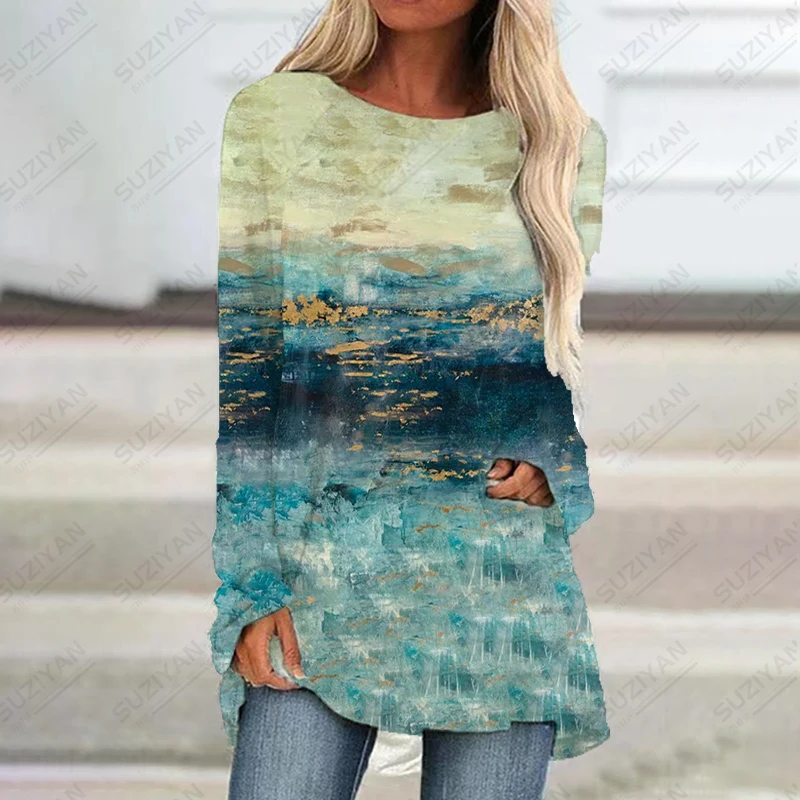 

2023 Spring and Autumn New Dress Fashion 3D Print Pattern Dress Soft and Comfortable Dress Classic Long Sleeve Dress