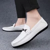Genuine Leather Metal Buckle Loafers Men's Flat Driving Shoes Simple Business Leather Shoes Comfortable Soft Soled Walking Shoes 6