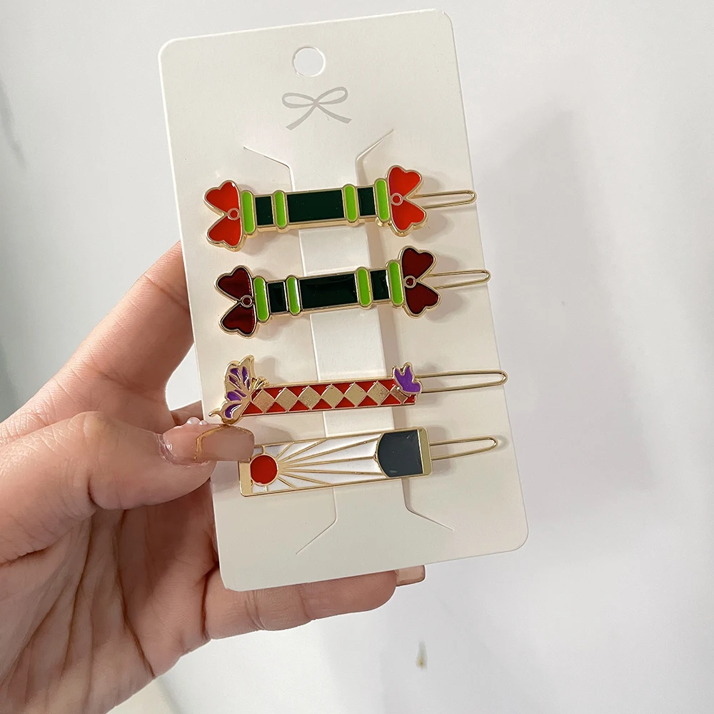 

Anime Demon Slayer Hairpin Hair Barrette Metal Hair Clip Accessories for Women Kawaii Headwear Girl Tanjirou Clip Cute Barrettes