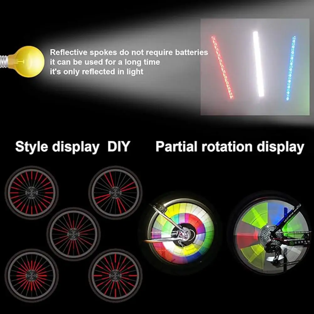 Bike Supplies Reflective Spokes Colorful Bicycle Spoke Skins Wraps for Night Riding Universal Easy-to-install for Road