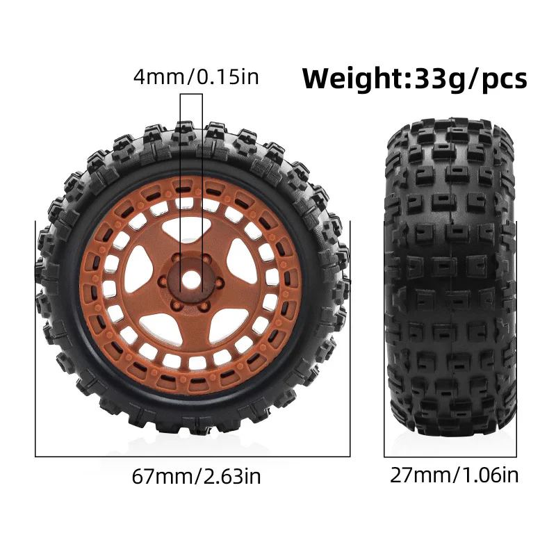 Jeu de 4 roues RC 1/18 pour ARRMA Typhon GROM - Pneus tout-terrain