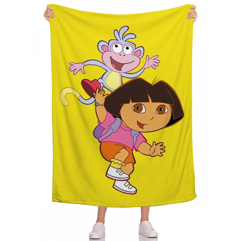 

Sofa Blankets Doras the Explorer Custom Blankets for Camp Nap Bedroom Decor Bedspread Fluffy Soft Flannel Birthday Wedding Gift