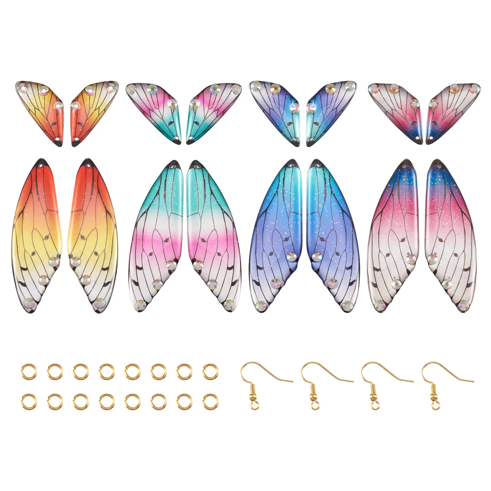 

1 коробка, подвески в виде крыльев бабочки, подвески в виде насекомых из эпоксидной смолы с латунным крючком для сережек и кольцами для женщин, подвески для сережек, подарки