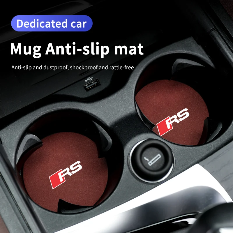 Per Audi 2Pcs Car Coaster Antiscivolo Slot Mat Accessori Per Portabevande Quattro A4 A5 Q5 A1 Q7B6 B8 B7 B9 B5 A3 8P 8V 8L A6