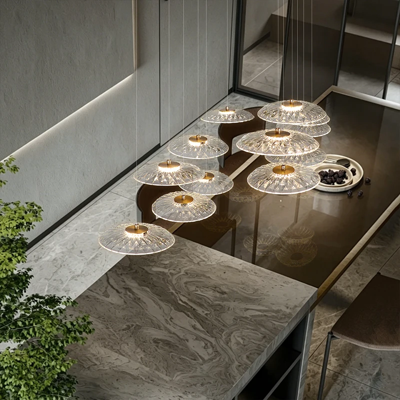 Dining room pendant light Modern villa dining room Kitchen pendant light designer glass Multi-head Hanging Lamp pendant light 3