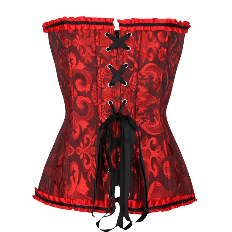 Elegant Floral Lace Overbust Corset - Vintage Gothic Satin Shapewear
