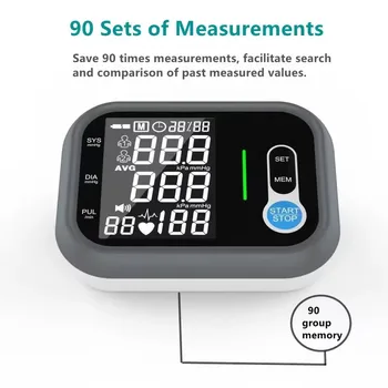 Home voice automatic arm sphygmomanometer LED large screen display time and date electronic blood pressure meter 2