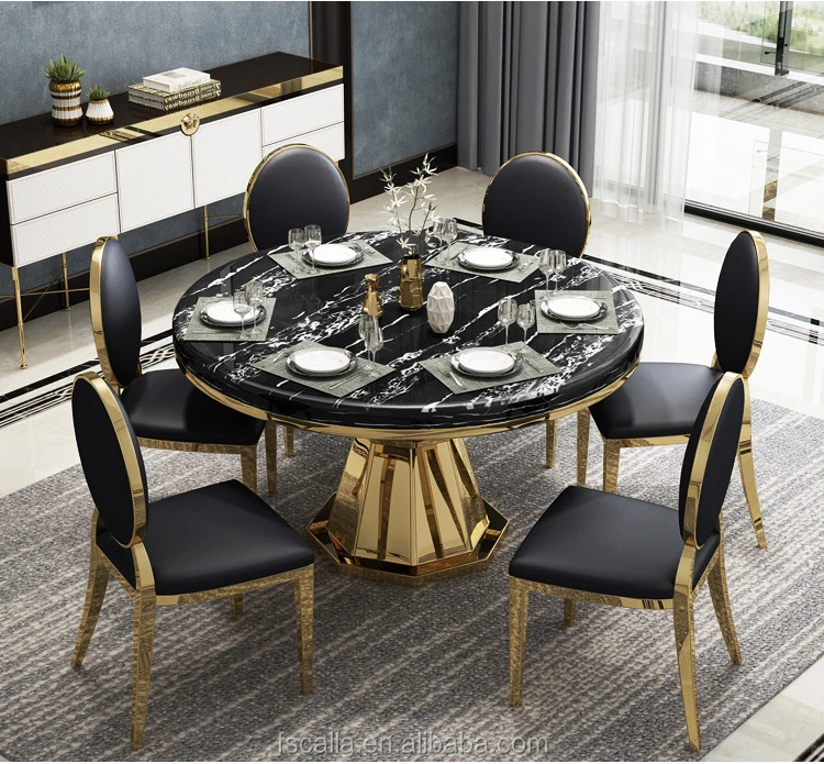 Alibaba Marble Dining Table Set Seater Luxury Gold Metal Frame