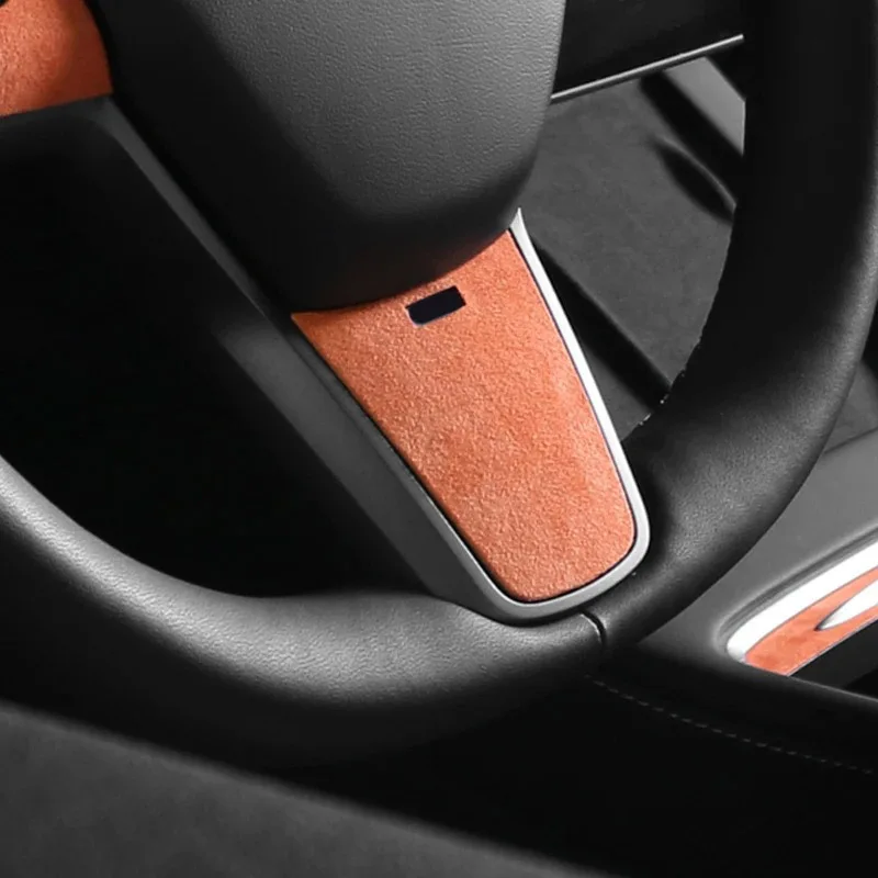 Tesla Model 3 Model Y 2019-2023 Alcantara 자동차 스티어링 휠 버튼 패널 트림 스티커 인테리어 튜닝 액세서리로 제작