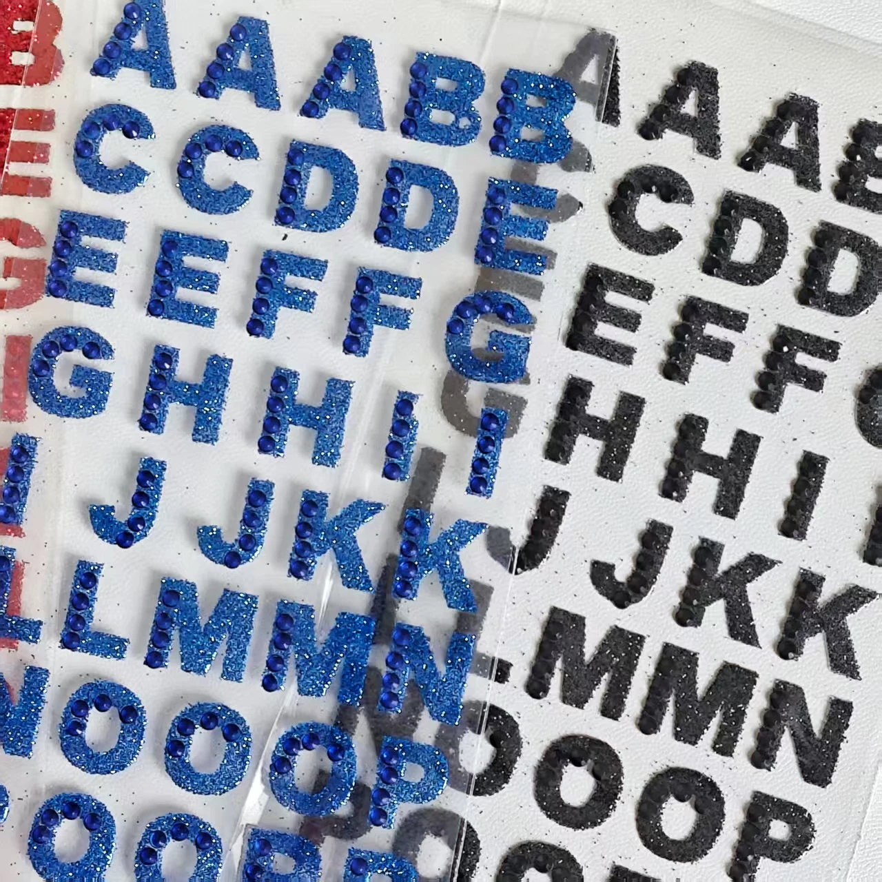 9색 영어 문자 글리터 다이아몬드 스티커, 다양한 색상의 3D 다이아몬드 반짝이 스티커, 수제 장식, DIY 어린이 문구 장식에 적합
