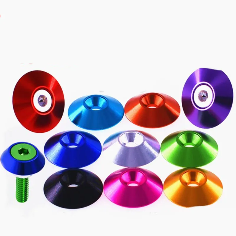 5-10pcs m3 M4 M5 M6 M8 알루미늄 다채로운 카운터 싱크 우산 헤드 와셔 가스켓