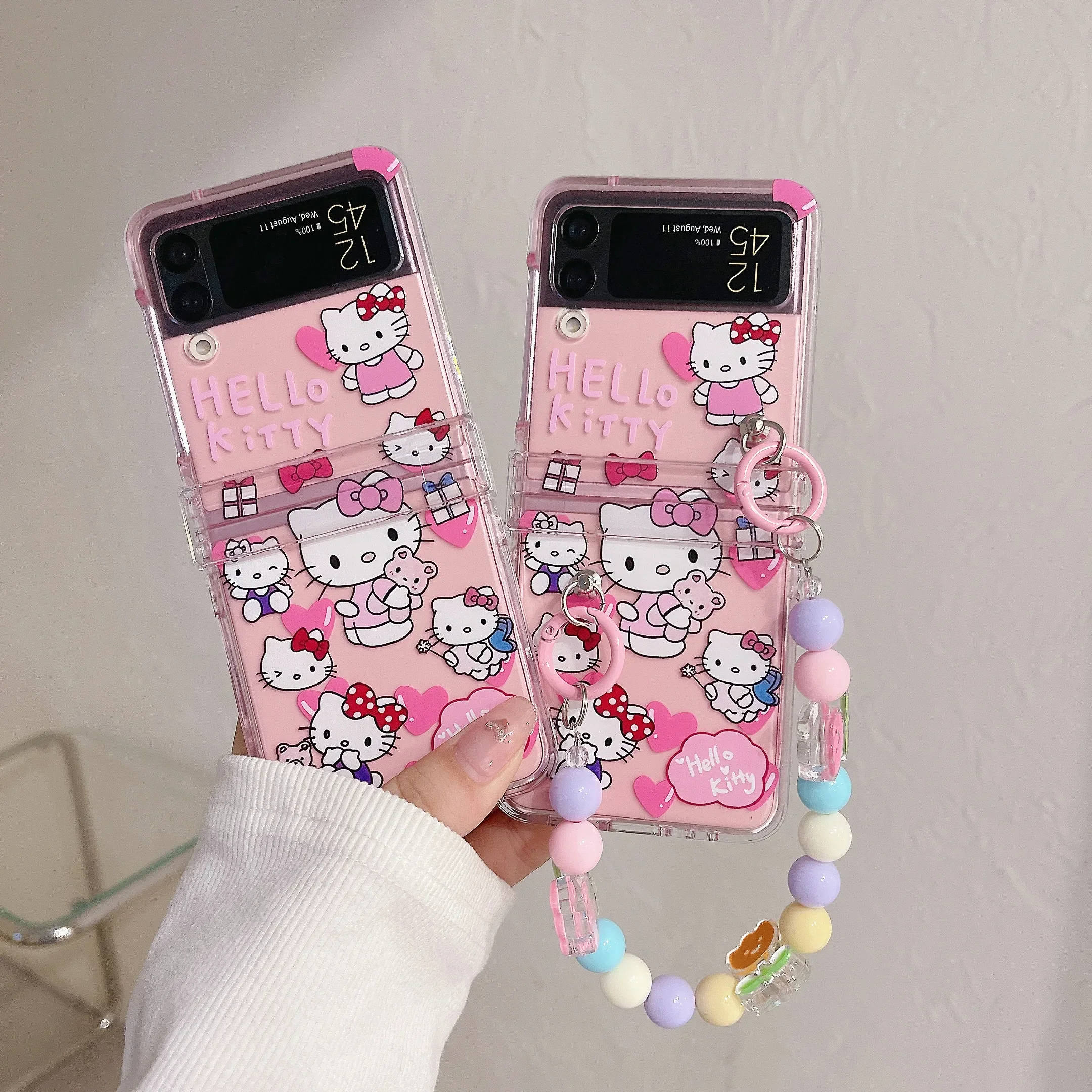 

Sanrio Hello kitty 3D doll hand chain Phone Case For Samsung Galaxy Z Flip 3 4 5 5G ZFlip5 ZFlip4 Flip3 Flip4 Flip5 Flip3 Cover