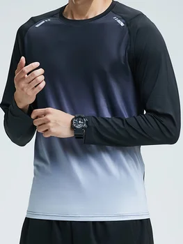 T-shirt sportiva dimagrante a maniche lunghe da uomo, un top fitness traspirante e casual per l'allenamento di corsa all'aperto in tutte le stagioni