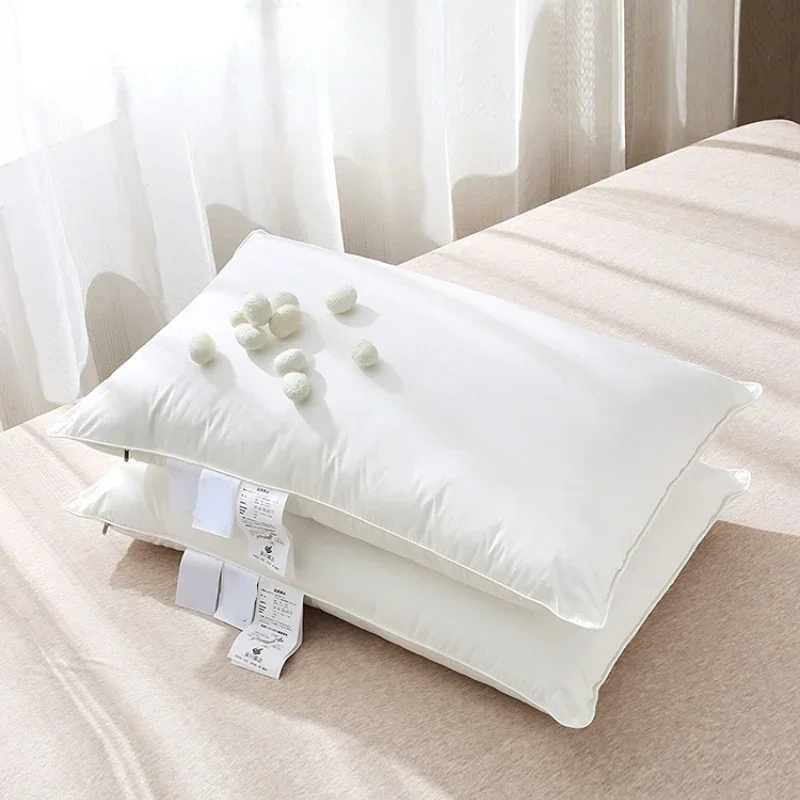 100% Mulberry Silk Five-star Hotel Feather Velvet Cotton Baby Standard Home Single Low Pillow Resilience Good Neck Protection 2