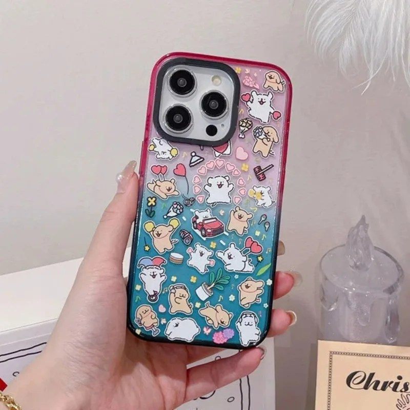 

Cute Cartoon Puppy 2.0 Acrylic Colorful Border Phone Case Cover for IPhone 11 12 13 14 15 Pro Max Case