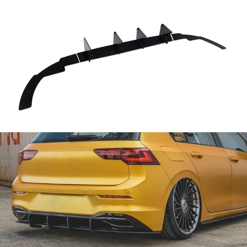 

High Quality Car Rear Bumper Diffuser and Rear Side Splitter Spoiler Lip for Volkswagen Golf 8 High 8 Pro Golf MK8 2021-2022