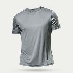 Men's Summer Quick Dry Oversized Gym & Running T-Shirt, Short Sleeve Fitness Top - XXXL (GRAY)
