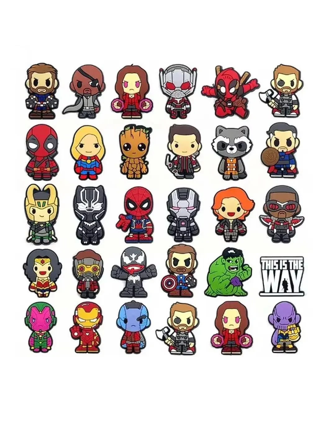 Shoe Charms 30pcs Disney Marvel Superhero PVC for Shoes Sandals Clogs
