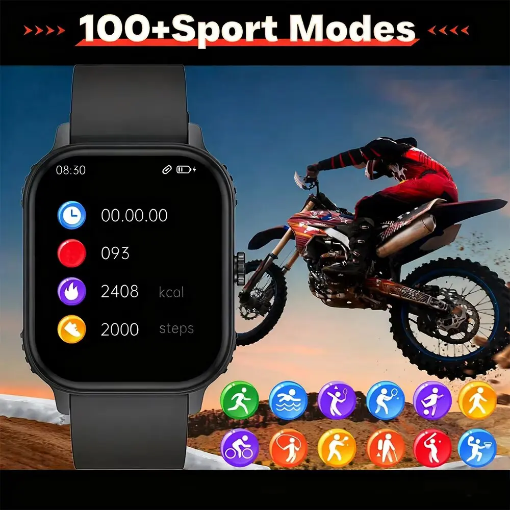 2026 1000mAh Large Battery 2026 New 2.04" HD Display Health Monitor Smart Watch Bluetooth Call IP68 Waterproof Sports Smartwatch 4