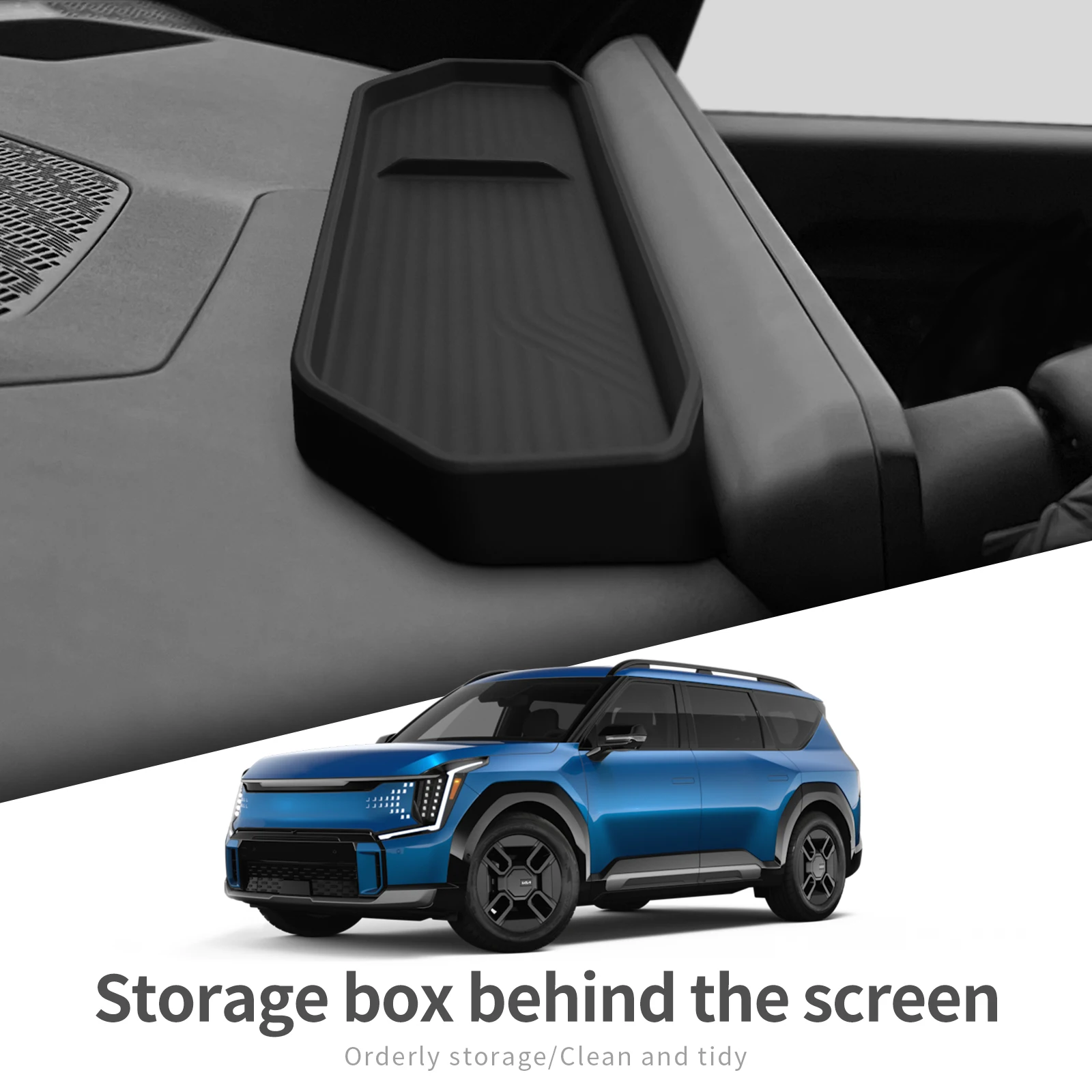 LUCKEASY für Kia EV9 2024-2025 Armaturenbrett-Aufbewahrungsfach Auto-Innenausstattung Zubehör Zentraler Bildschirm Hinteres Aufbewahrungspad – Detail 10