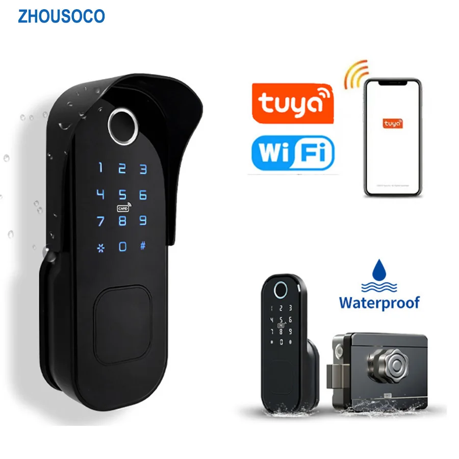 Fingerprint Electronic Door Lock Garden Outdoor Gate Lock Tuya App Wifi