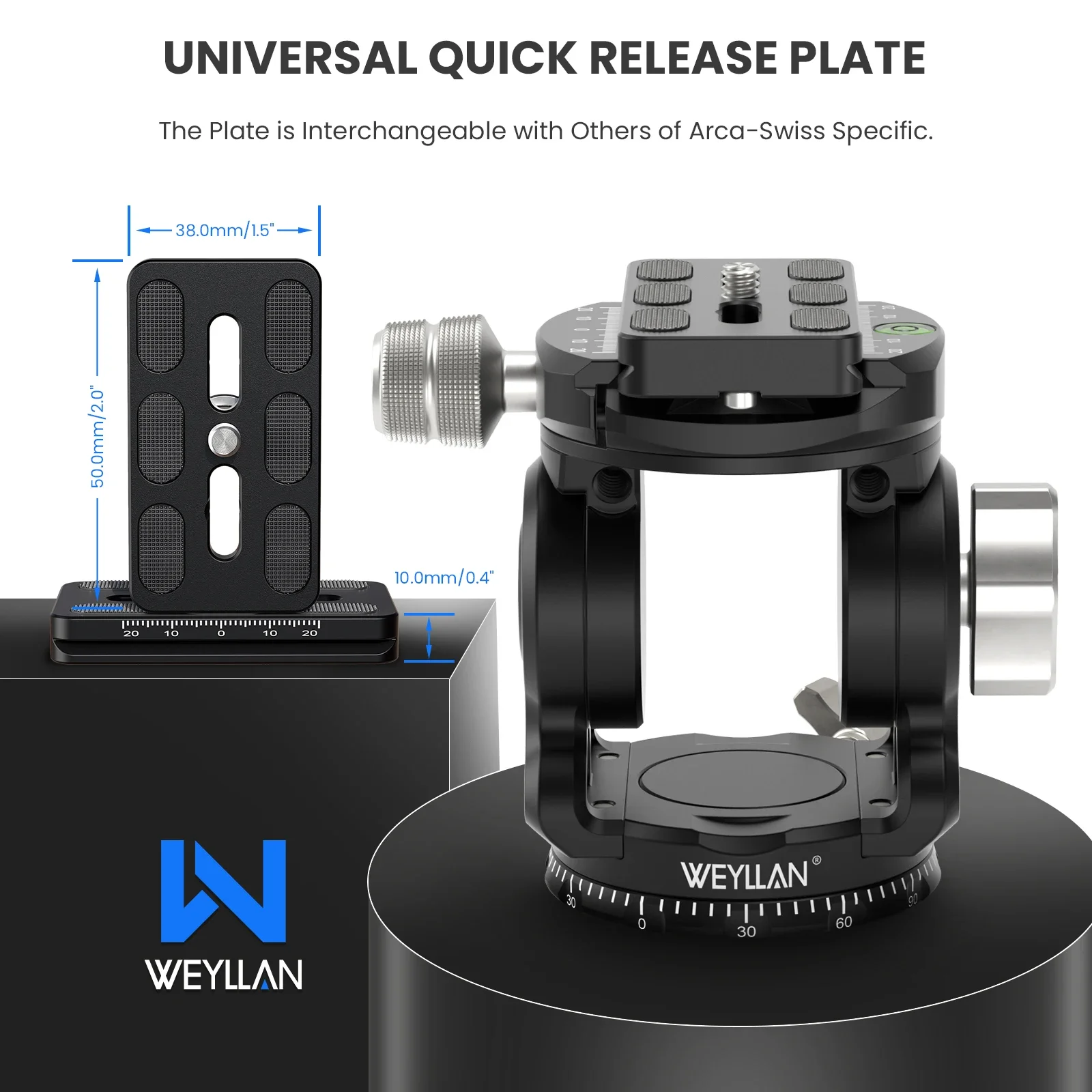 Camera Panoramic Fluid Head VH7 with Arca Swiss Quick Release Plate for DSLR WEYLLAN