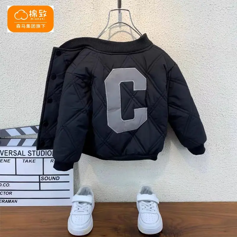 

Cotton Children's Baseball Cotton-Padded Jacket Medium and Large Quilted Baseball Uniform Boys' and Girls' Coat Autumn and