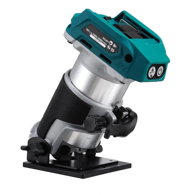 Wood Router 30000 RPM 5 Speeds Brushless Cordless Electric Hand Trimmer Inclined Socket Wood Router for 18V Lithium Battery