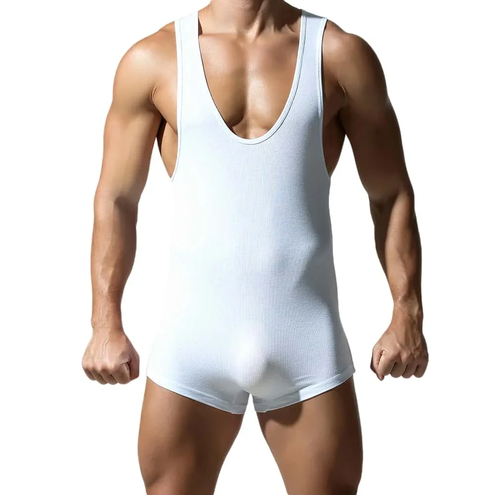 Description Picture 4 of itemMen clothes Mens Bodysuit Undershirts Slim Shaper Onesie Vest Jumpsuits Undershirts Bodywear Sports Bodybuilding Singlets kostum