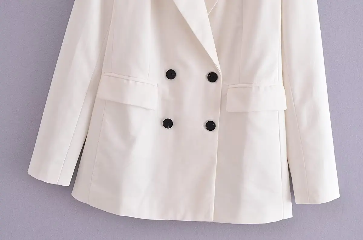 Jenny&Dave Party Casual Straight Leg Trousers Suits Women French Fashion Ladies Vintage Double Breasted Linen Blazer