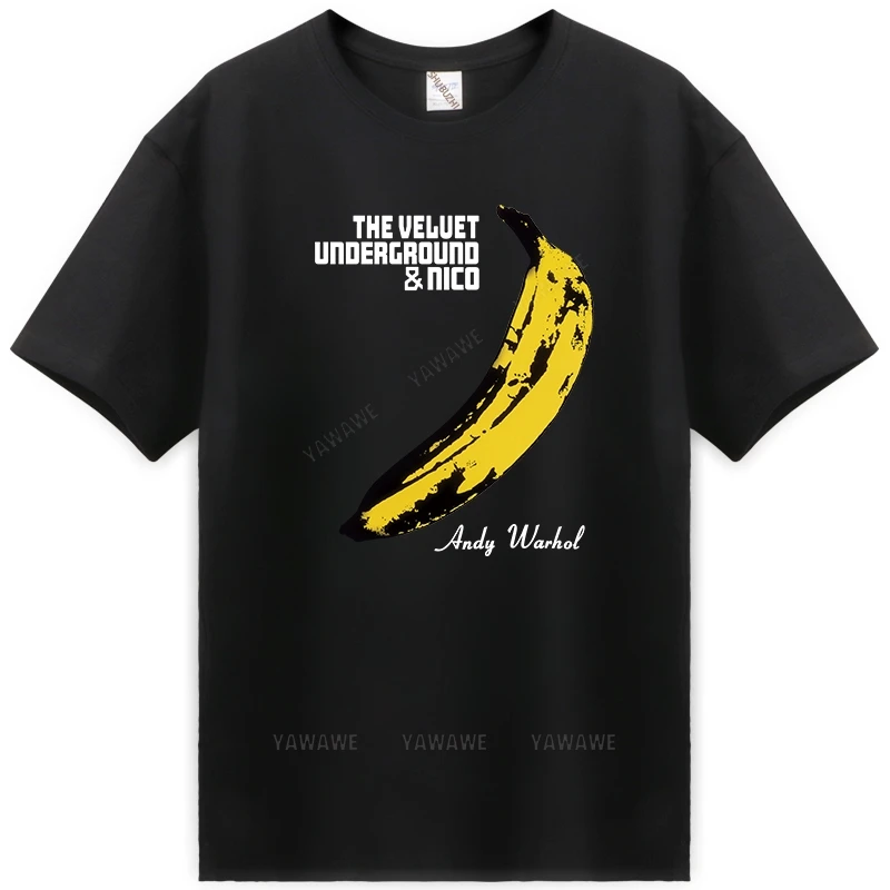 

Men crew neck tshirt cotton brand tee-shirt black The Velvet Underground t shirt male summer loose style cool Banana teeshirt