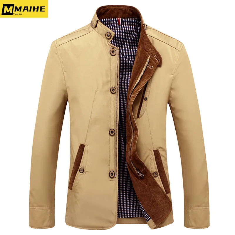 

Autumn and winter new light luxury fashion trench coat men's long-sleeved casual jacket stand collar cardigan top business coat