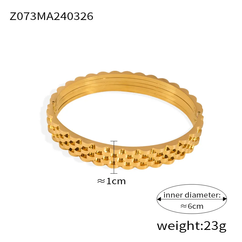 Gürtel Design trend ige Edelstahl Zirkonia Armband für Frauen Vintage glänzende Oberfläche Armreif Luxus schmuck – Detail 11