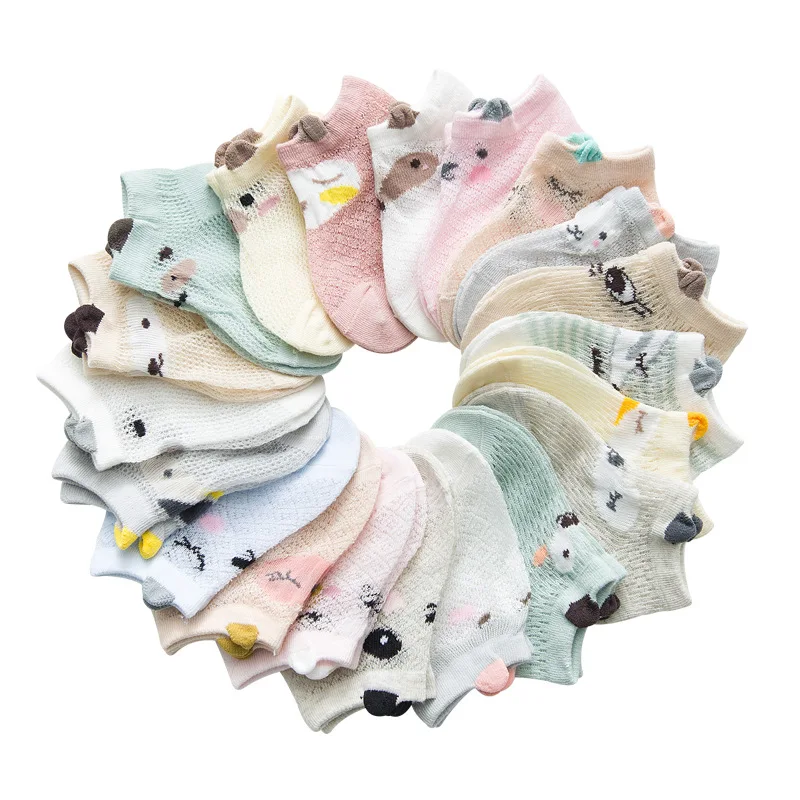 5 Pairs/lot 0 to 7 Years Spring Summer Thin Mesh Socks for Girls Boys Cute Animal Children's Thin Sock Baby Newborn Short Socks childrens socks
