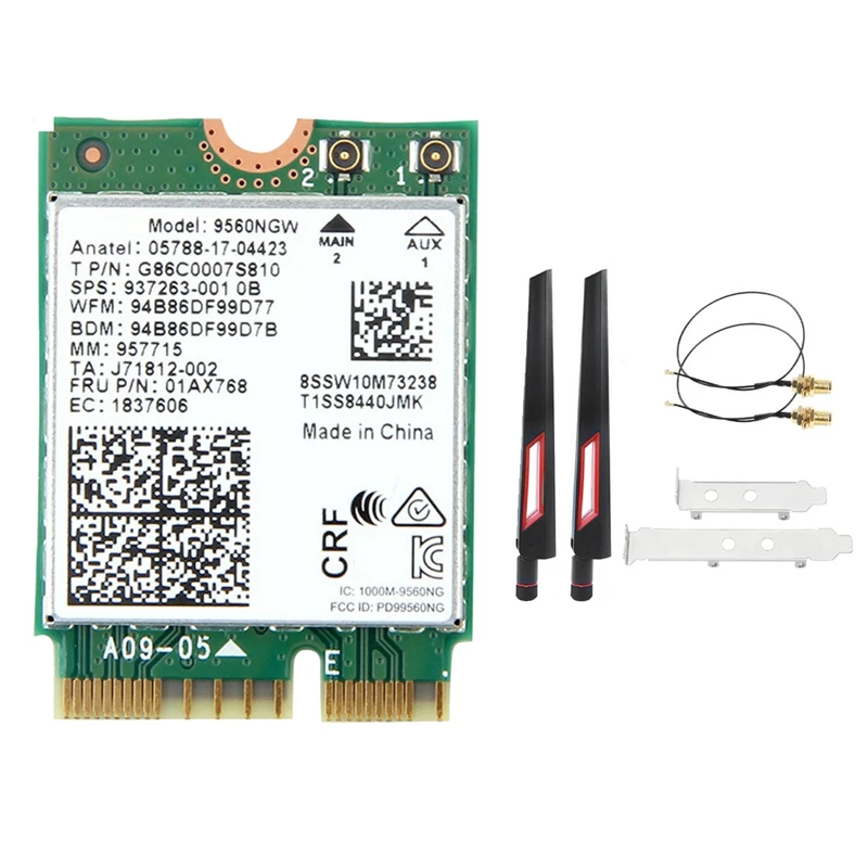 

9560NGW Wi-Fi карта адаптер + антенна 9560 Мбит/с беспроводной AC 2,4 5,0G + 5G BT 802.11Ac M.2 CNVI 9560NGW Wi-Fi карта адаптер B