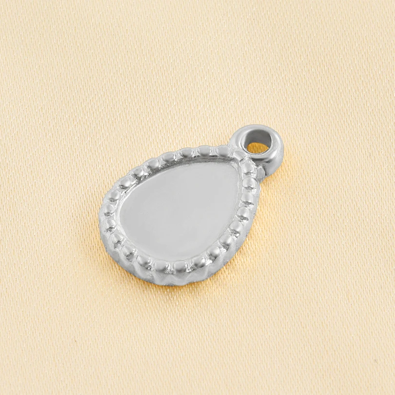 6 Stück kein Verblassen, oval, quadratisch, Herz-Charm, leeres Tablett, Basisfassungen, DIY-Schmuckherstellung, Zubehör, Edelstahl-Anhänger-Charm, Bulk – Detail 10
